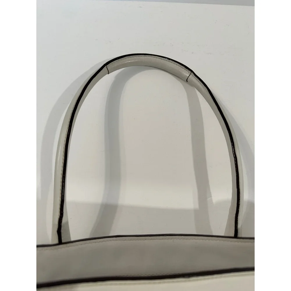 Coach Hamptons Y2K White Leather Purse Turnlock Tote Shoulder Classic Handbag